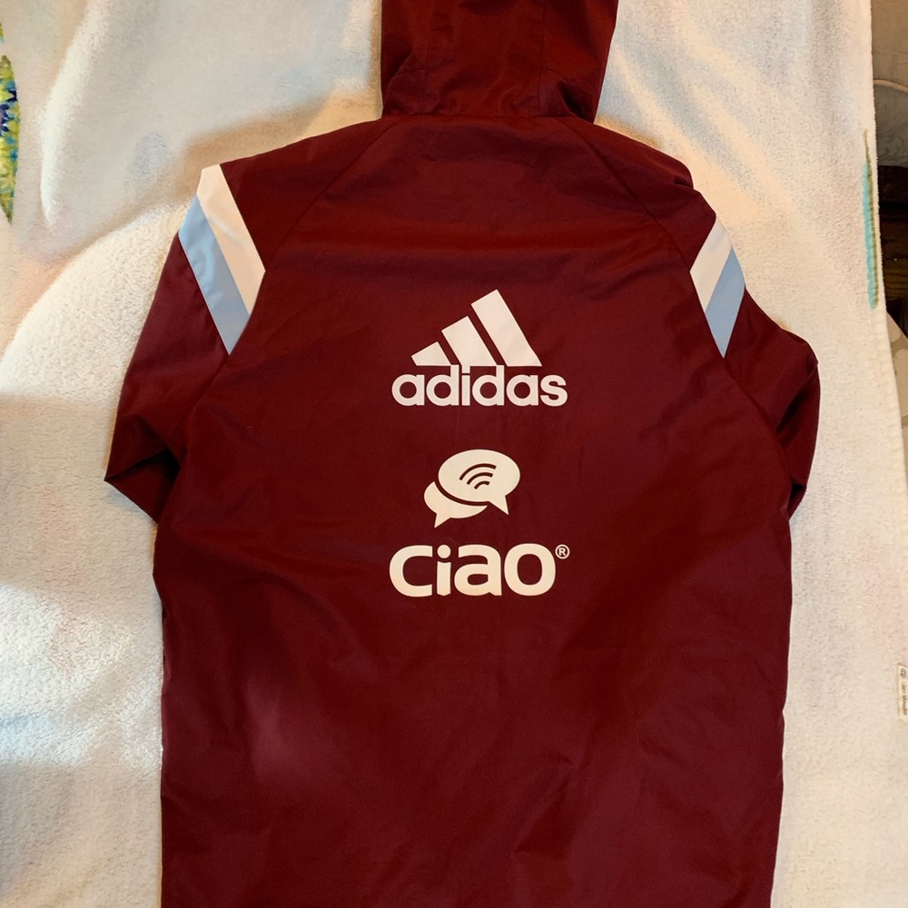 Adidas Burgundy Windbreaker Zip Up Hooded Jacket Men’s Small MSRP $120 MLS. - Picture 4 of 7